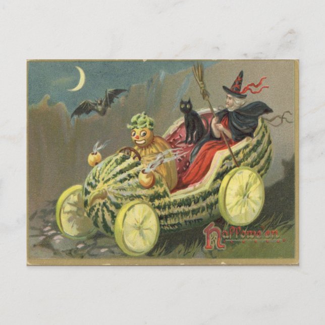 Cartão Postal Vintage Halloween (Frente)