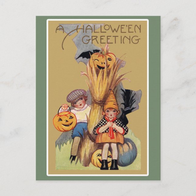 Cartão Postal Vintage Halloween (Frente)