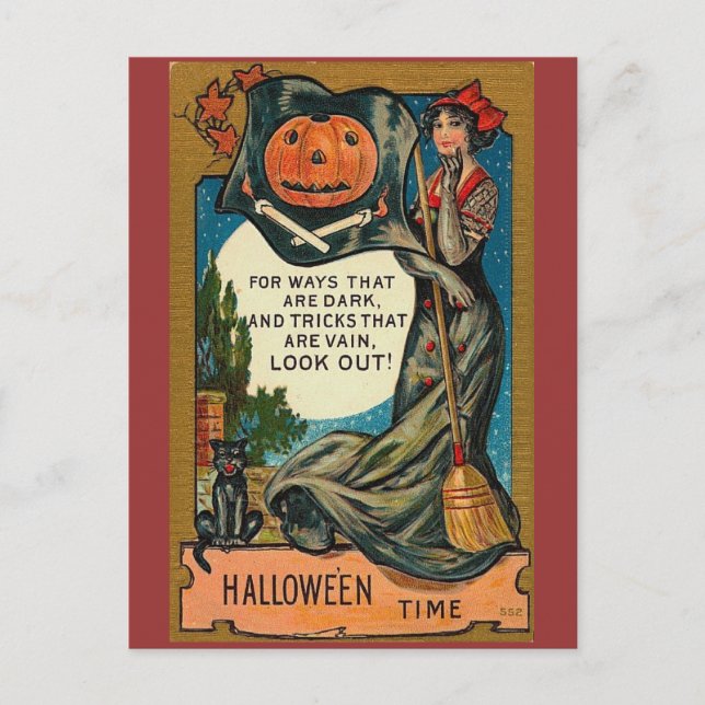 Cartão Postal Vintage Halloween (Frente)