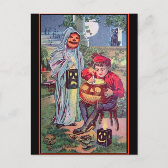 Cartão Postal Vintage Halloween Art (Frente)