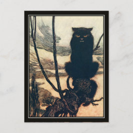 Cartão Postal Vintage Halloween Arthur Rackham Black Cat