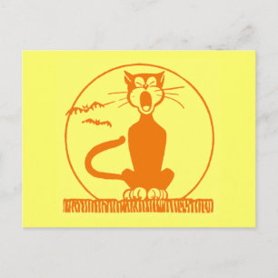 Cartão Postal Vintage Halloween Cat