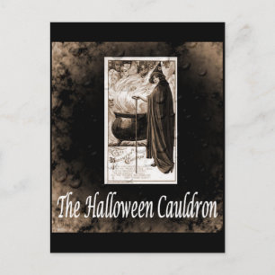 Cartão Postal Vintage Halloween Cauldron