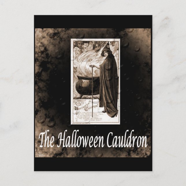 Cartão Postal Vintage Halloween Cauldron (Frente)