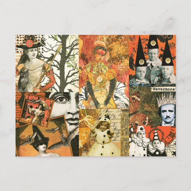 Cartão Postal Vintage Halloween Collage (Frente)