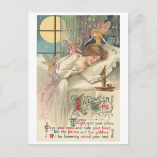 Cartão Postal Vintage Halloween Fairies