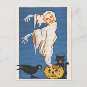 Cartão Postal Vintage Halloween Ghost