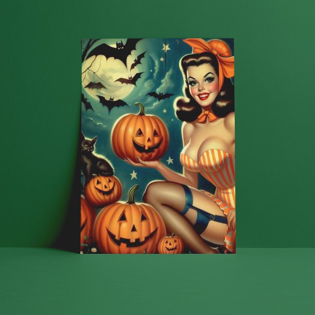 Cartão Postal Vintage Halloween Pin Up (Criador carregado)