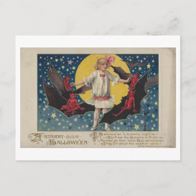 Cartão Postal Vintage Halloween Poem (Frente)