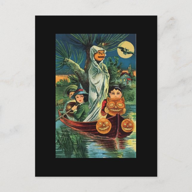Cartão postal Vintage Halloween Pumpkin Ghost (Frente)