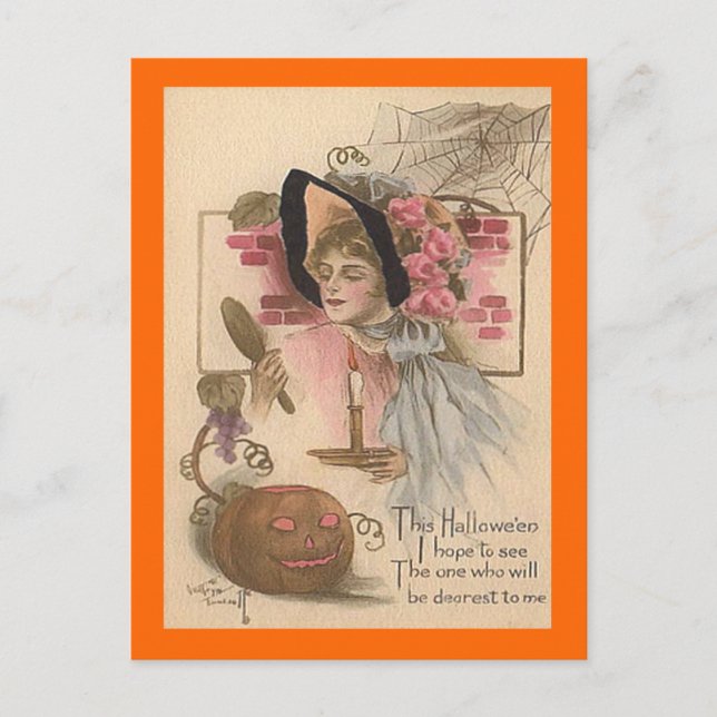 Cartão Postal Vintage Halloween Querida (Frente)