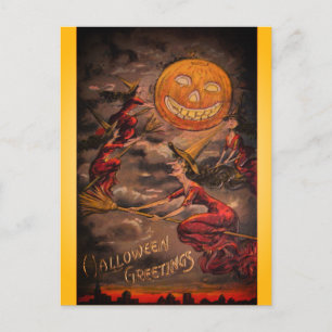 Cartão Postal Vintage Halloween Rare Funny Illustration
