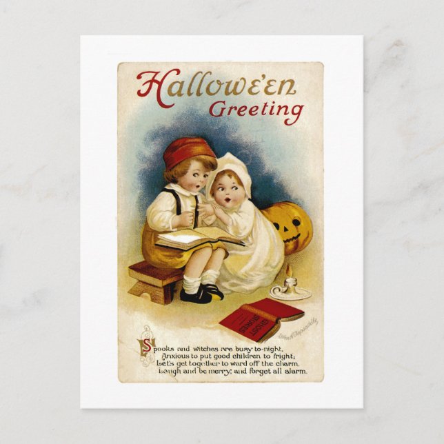 Cartão Postal Vintage Halloween Saudação (Frente)