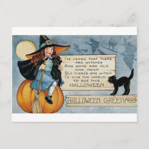 Cartão Postal Vintage Halloween Saudações