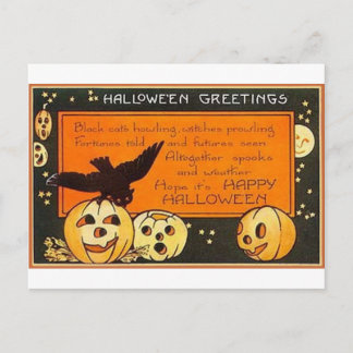 Cartão Postal Vintage Halloween Saudações