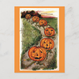 Cartão Postal Vintage Halloween Saudações Jack O Lantern Pumpkin