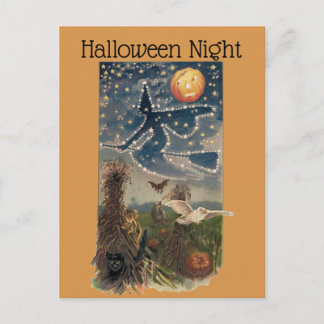 Cartão postal Vintage Halloween Starry Night