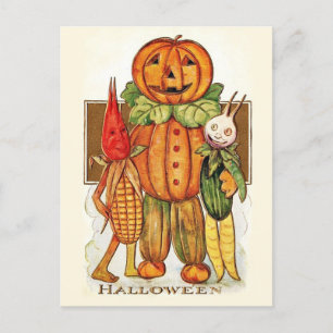 Cartão Postal Vintage Halloween Vegetais