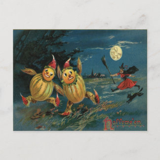Cartão Postal Vintage Halloween Veggie Pessoas na Execução