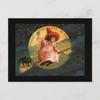 Cartão Postal Vintage Halloween Witch
