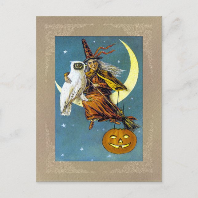 Cartão Postal Vintage Halloween Witch (Frente)