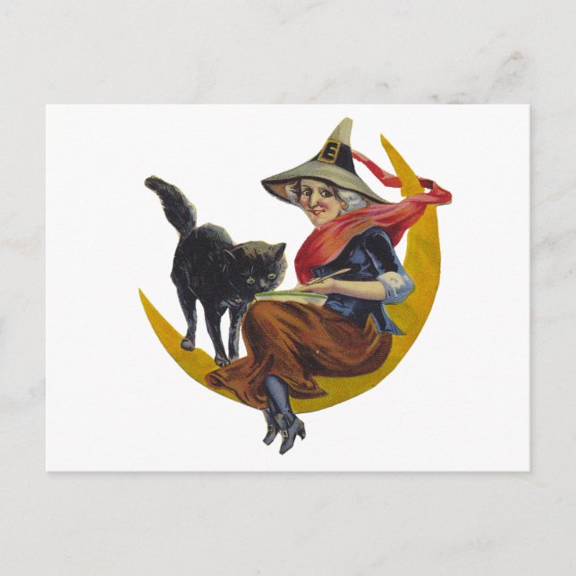 Cartão Postal Vintage Halloween Witch (Frente)