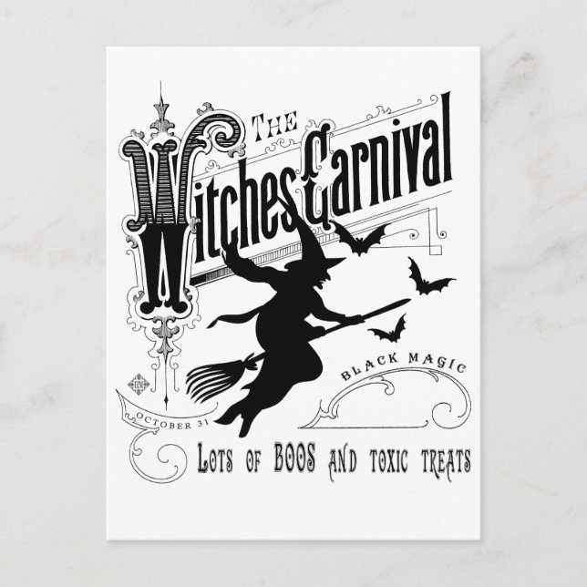 Cartão Postal Vintage Halloween Witch (Frente)