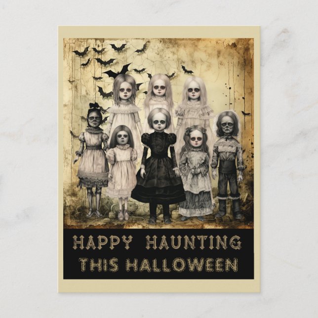 Cartão Postal Vintage Halloween Zombie Happy Hauning (Frente)