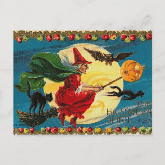 Cartão Postal Vintage Halloweenwitch