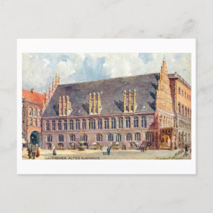 Cartão Postal Vintage Hannover Alemanha Rathaus