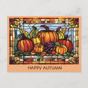 Cartão Postal Vintage Happy Autumn Pumpkin Fall Harvest