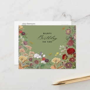 Cartão Postal Vintage Happy Birthday