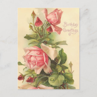 Cartão Postal Vintage Happy Birthday