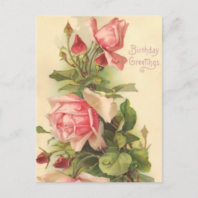 Cartão Postal Vintage Happy Birthday (Frente)