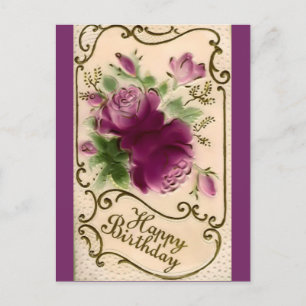 Cartão Postal Vintage Happy Birthday