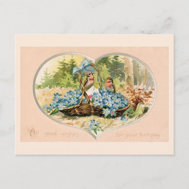 Cartão Postal vintage Happy Birthday (Frente)