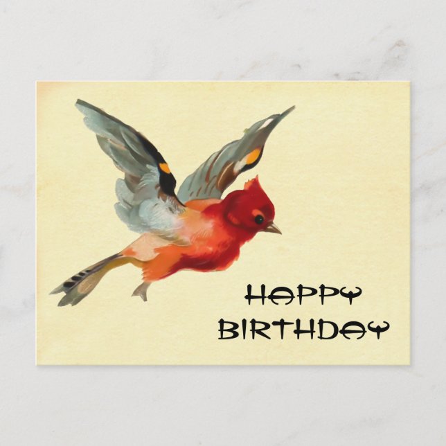 Cartão Postal Vintage Happy Birthday (Frente)