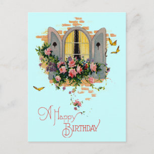 Cartão Postal Vintage Happy Birthday