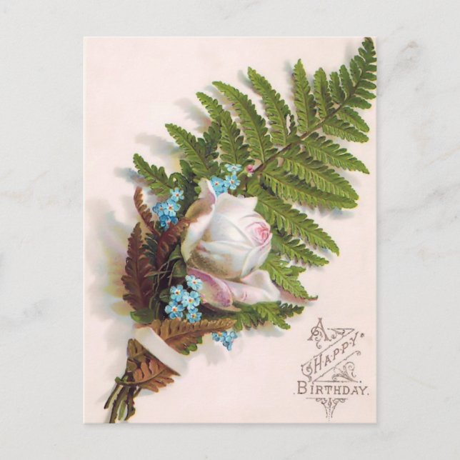 Cartão Postal Vintage Happy Birthday (Frente)