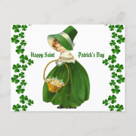 Cartão Postal Vintage Happy Saint Patricic Day Girl Irish Say