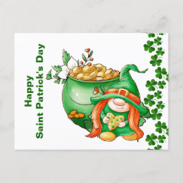 Cartão Postal Vintage Happy Saint Patricks Pote do Dourado Gnome