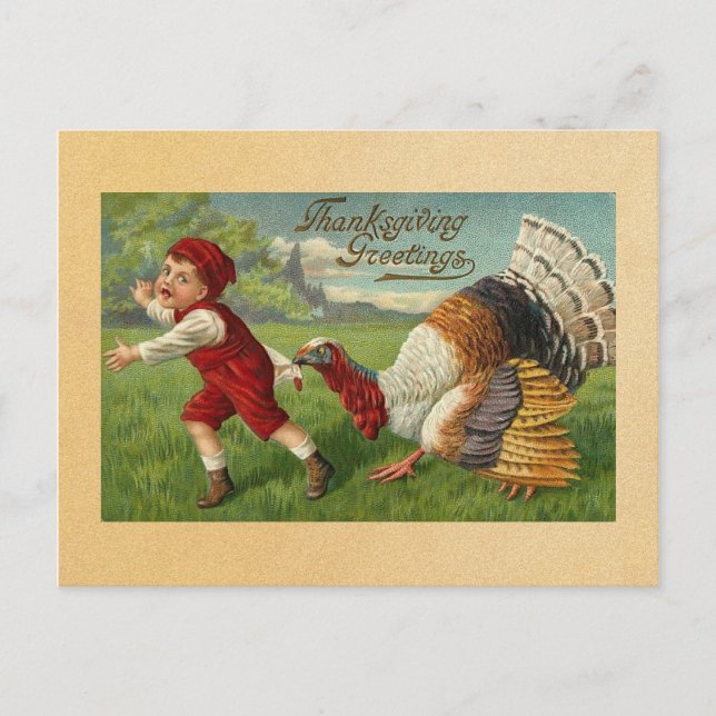 Cartão postal Vintage Happy Thankaction (Frente)