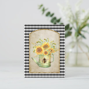 Cartão Postal Vintage Harlequin Garden Sunflower