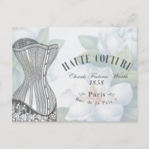 Cartão Postal Vintage Haute Couture Fashion Design