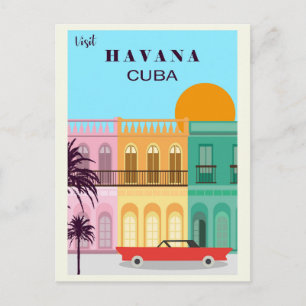 Cartão Postal Vintage Havana Cuba Colorida Viagem