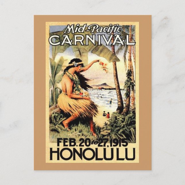 Cartão Postal Vintage Hawaii, EUA - (Frente)