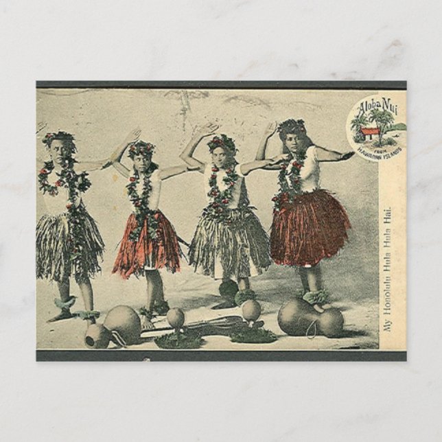 Cartão postal Vintage Hawaii Hula Dancers (Frente)