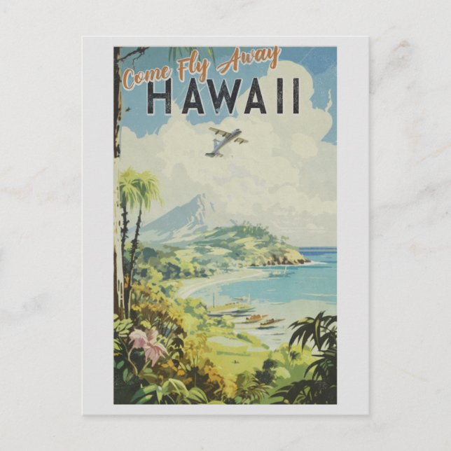 Cartão Postal Vintage Hawaii Island Retro Viagem (Frente)