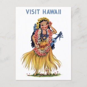 Cartão Postal Vintage Hawaii Retro Hula Dancer Viagem