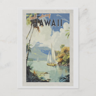 Cartão Postal Vintage Hawaii Retro Viagem Sail
